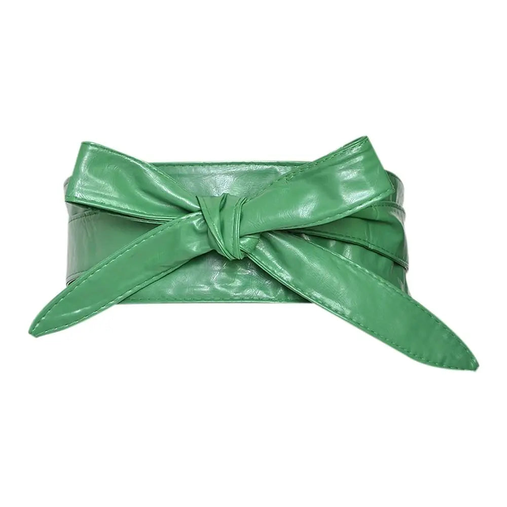 Women's Wide Bowknot Belt – PU Leather Lace-Up Waist Cincher