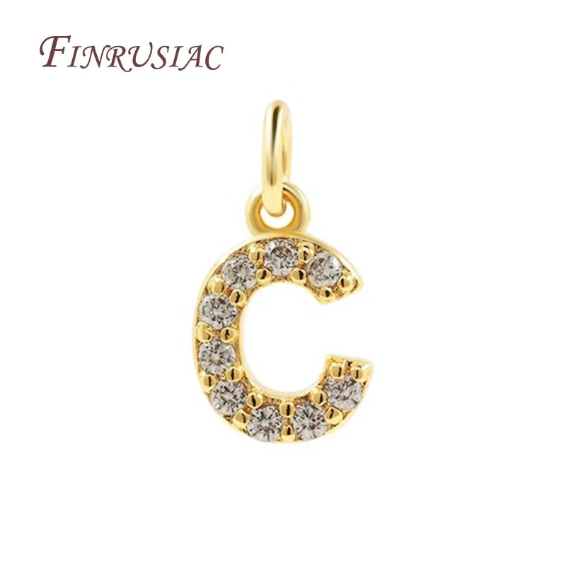 18K Gold Plated Zircon Letter Pendants A-Z Alphabet Charms