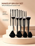18PCS Makeup Brush Set with Sponges & Puffs – Soft Synthetic