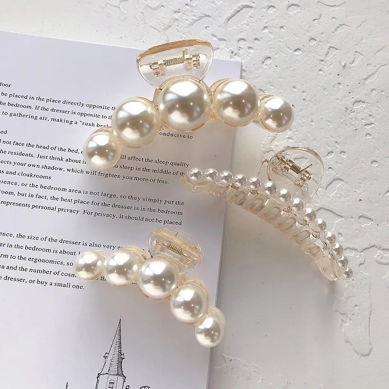 Pearl Hair Claw Clips for Women – Large Korean Shark Barrette