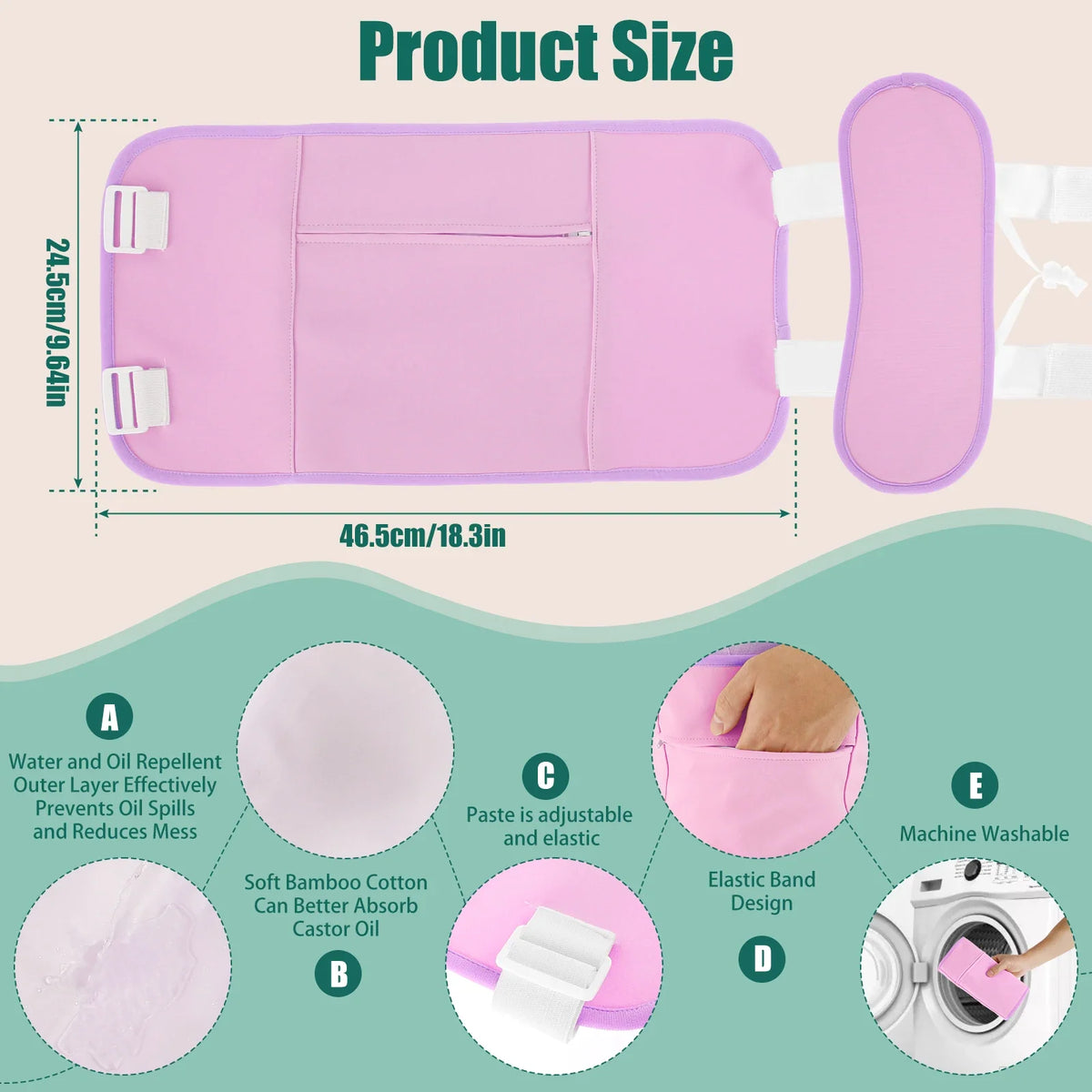 Reusable Castor Oil Pack Wrap Kit – Adjustable Waist & Neck