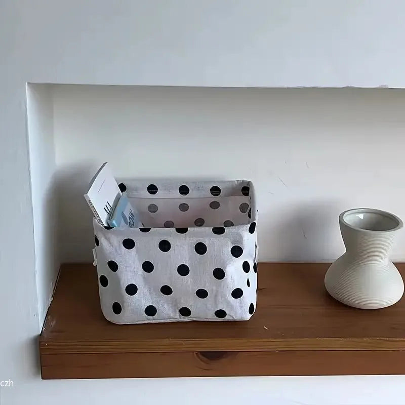 Foldable Canvas Storage Basket with Handle – Cotton & Linen