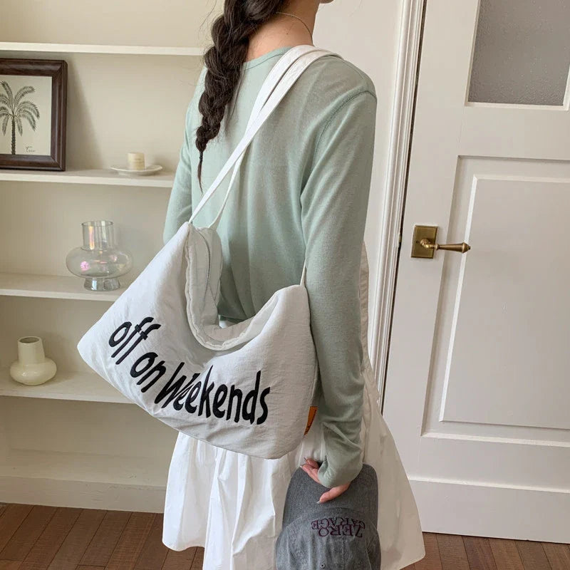 Korean Style Large Capacity Nylon Shoulder Crossbody Bag