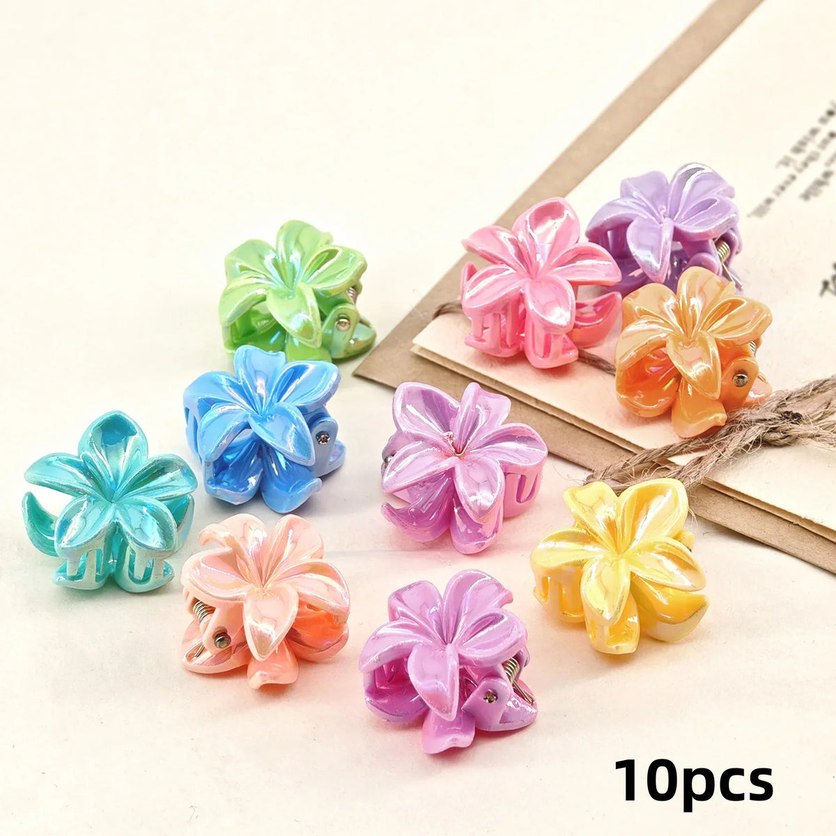 10pcs Daffodil Flower Hair Clips Y2K Bohemian Braiding Cuffs
