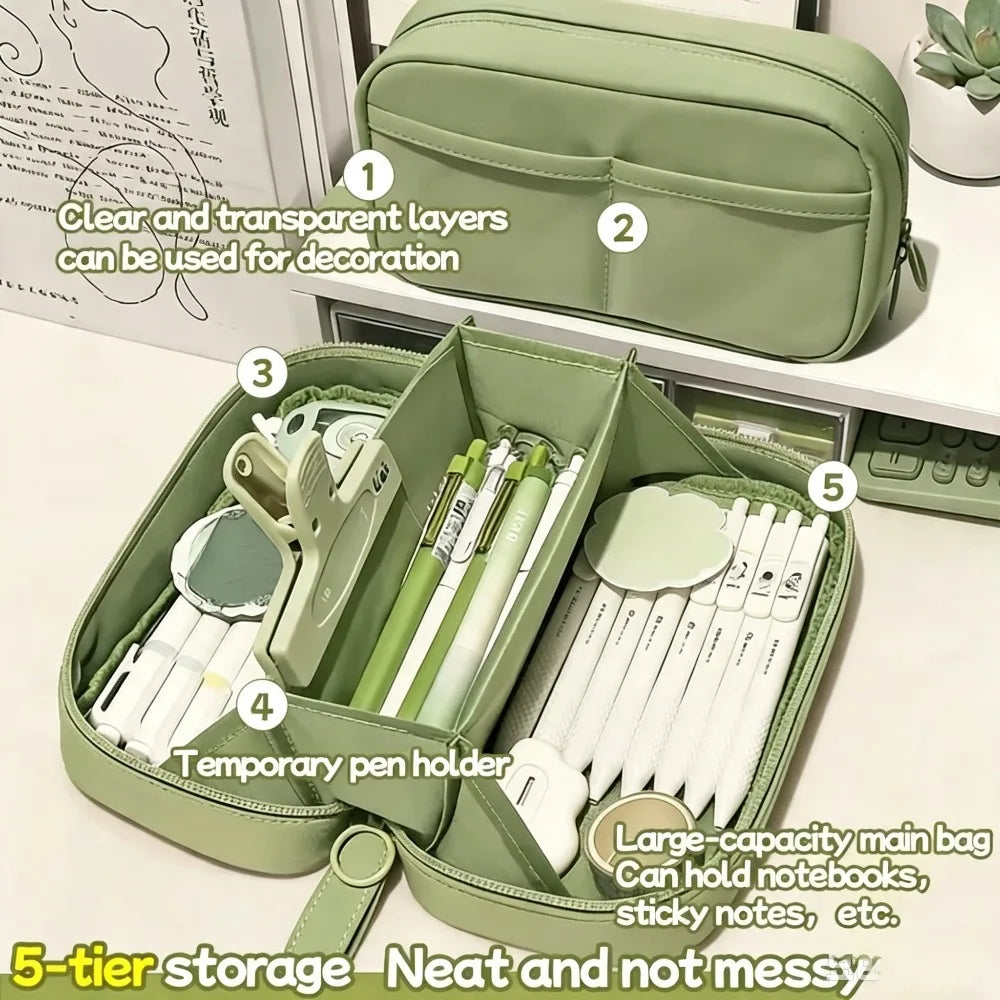 Volcano Pencil Case – 3-Layer Large Capacity Stationery Organizer