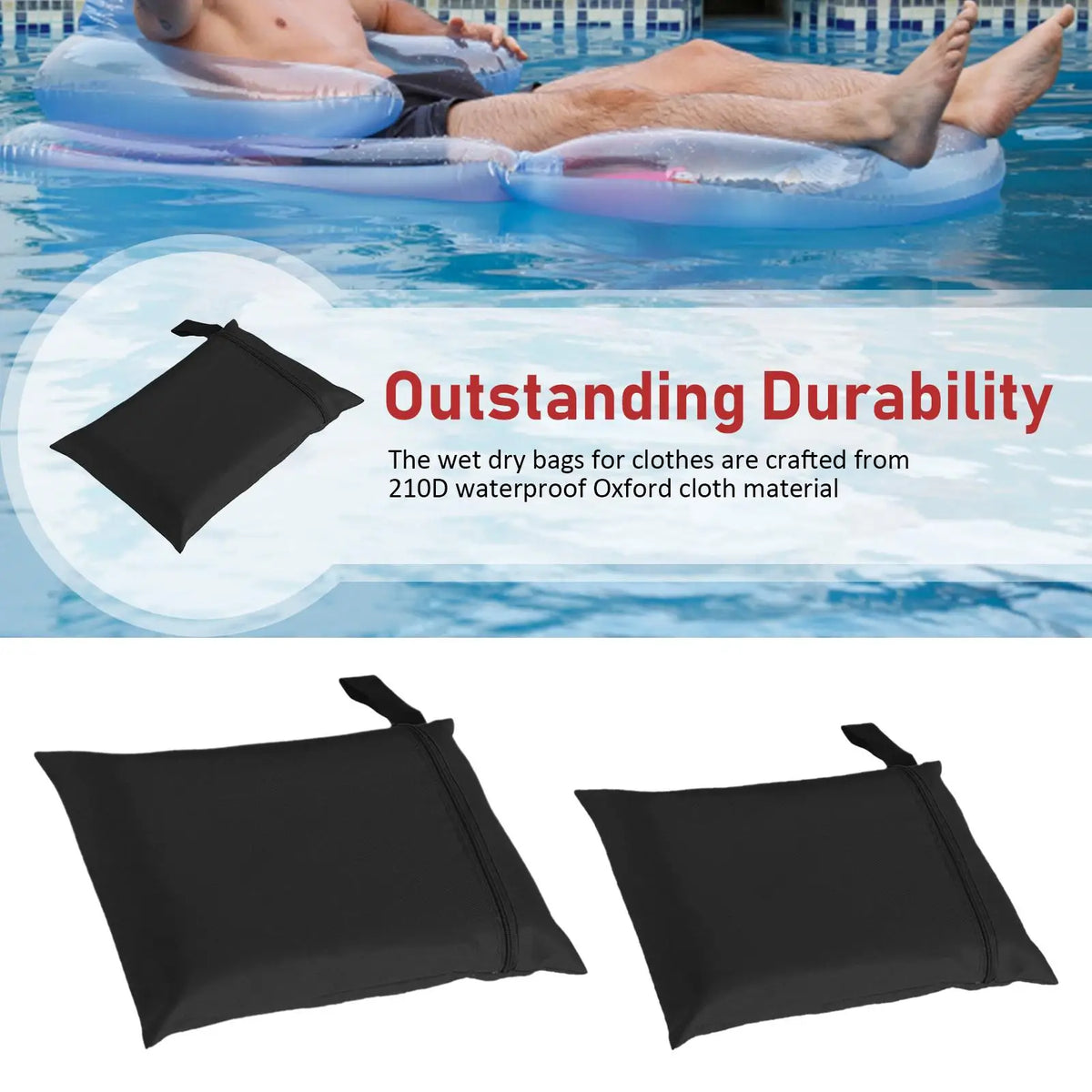 Waterproof Wet Dry Bag Oxford Cloth Zipper Pouch | Gym & Travel
