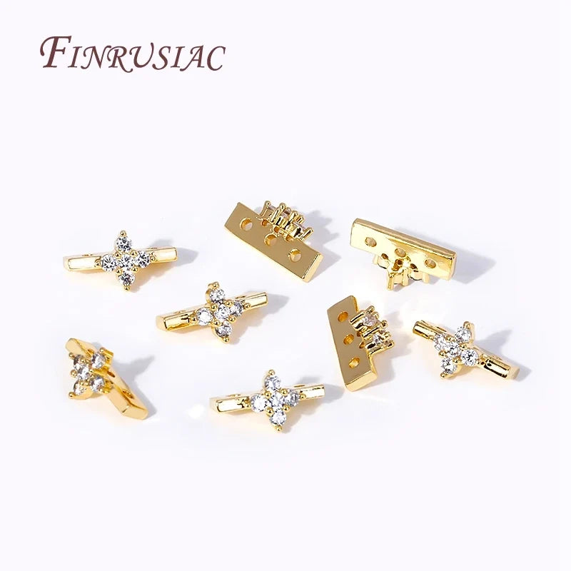 18K Gold Plated Zircon Flower Connector Spacer Beads – DIY Jewelry