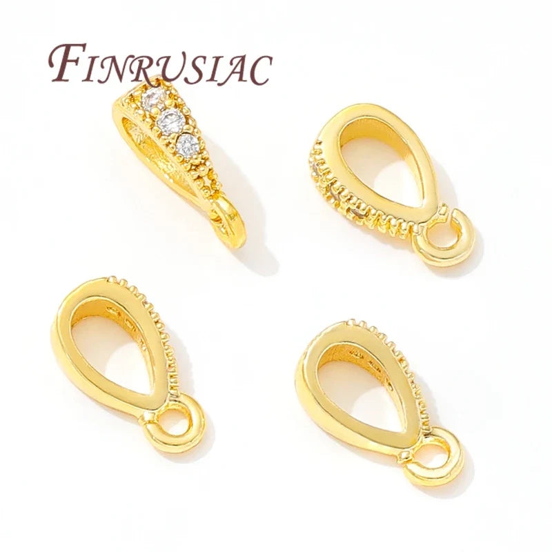 14K Gold Plated Brass Pendant Bails Open Ring DIY Jewelry Findings