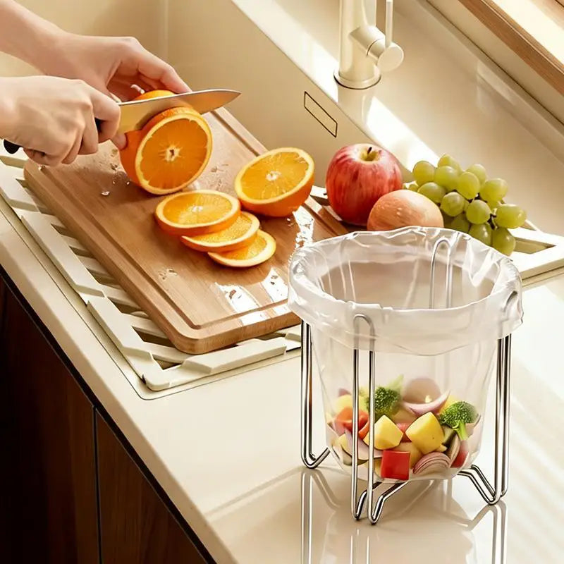 304 Stainless Steel Trash Bag Holder for Kitchen Sink