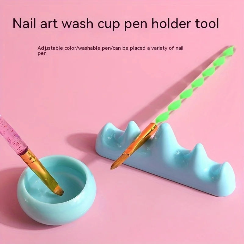 Professional Nail Brush Holder & Acrylic Liquid Powder Cup Set