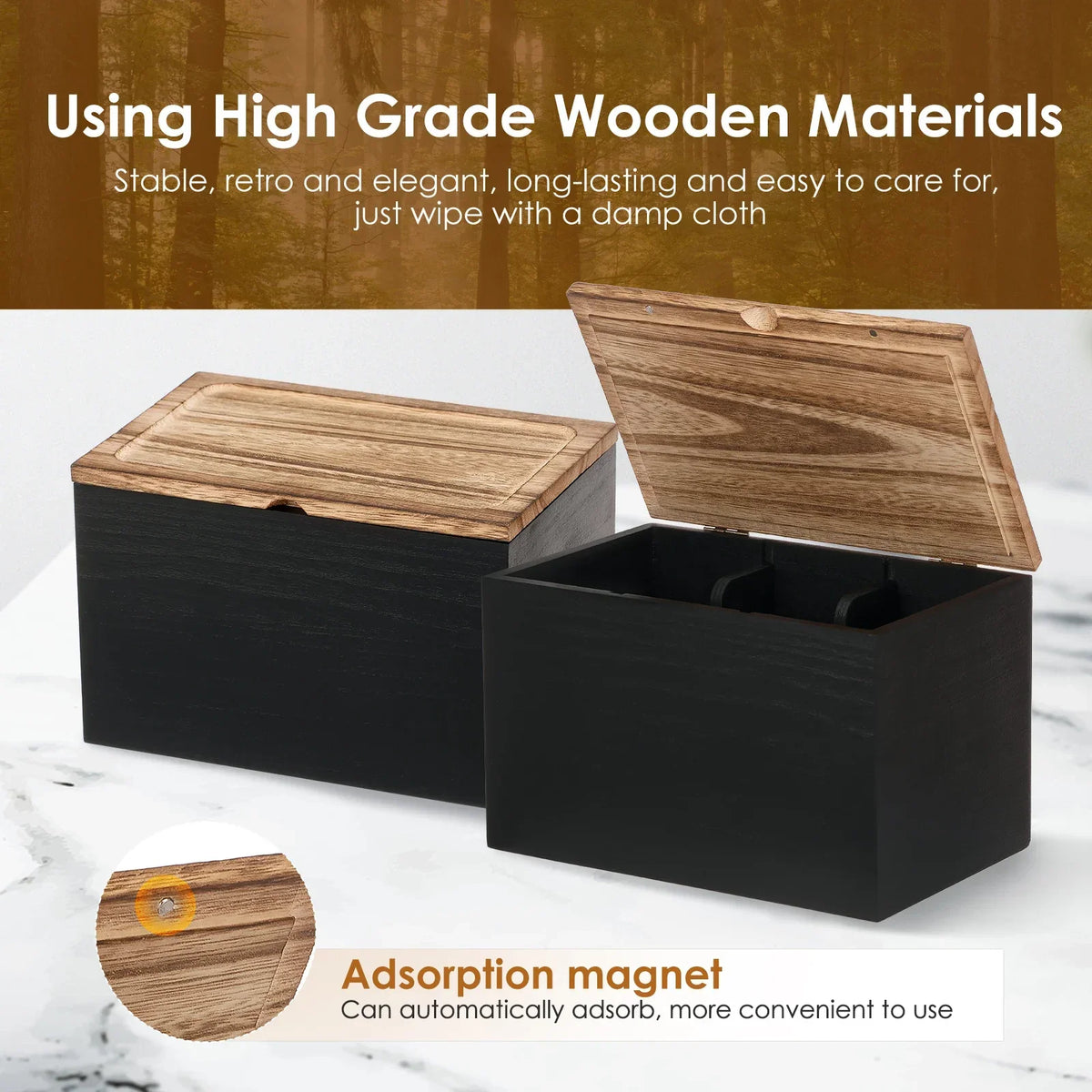 Wood Tampon Holder & Sanitary Napkin Storage Box with Lid