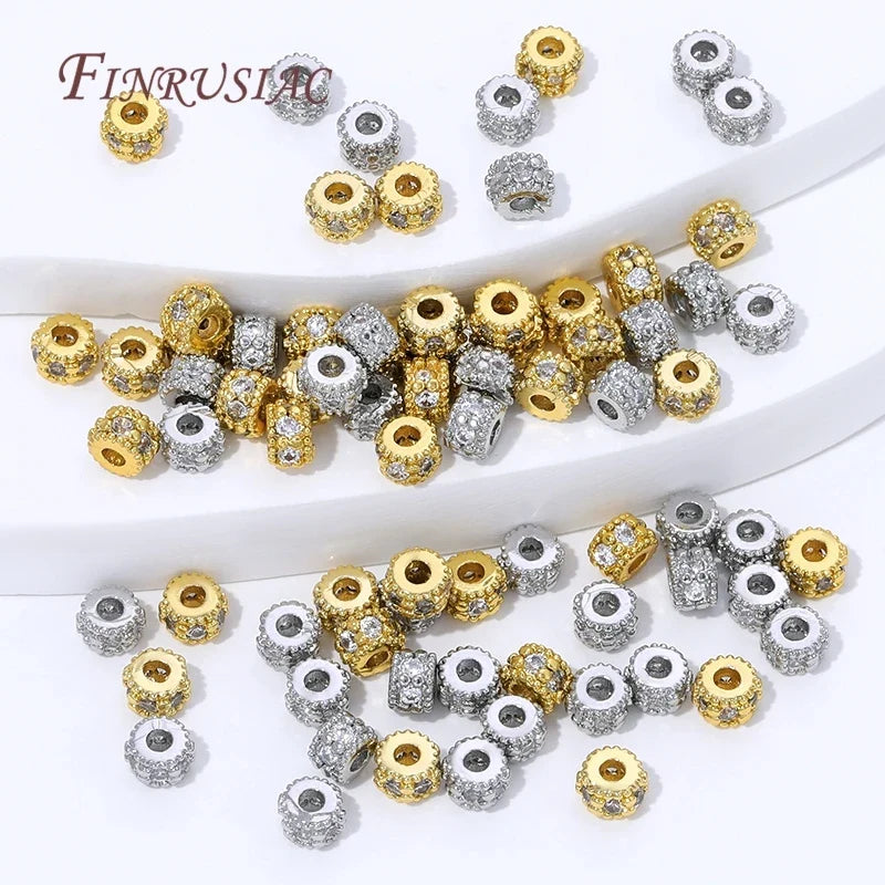 18K Gold Plated Zircon Round Spacer Beads | DIY Jewelry