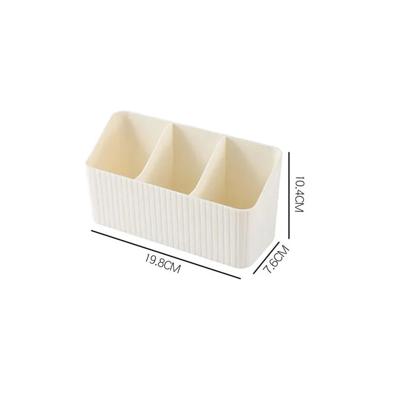 3-Compartment Striped Makeup Brush & Cosmetic Organizer