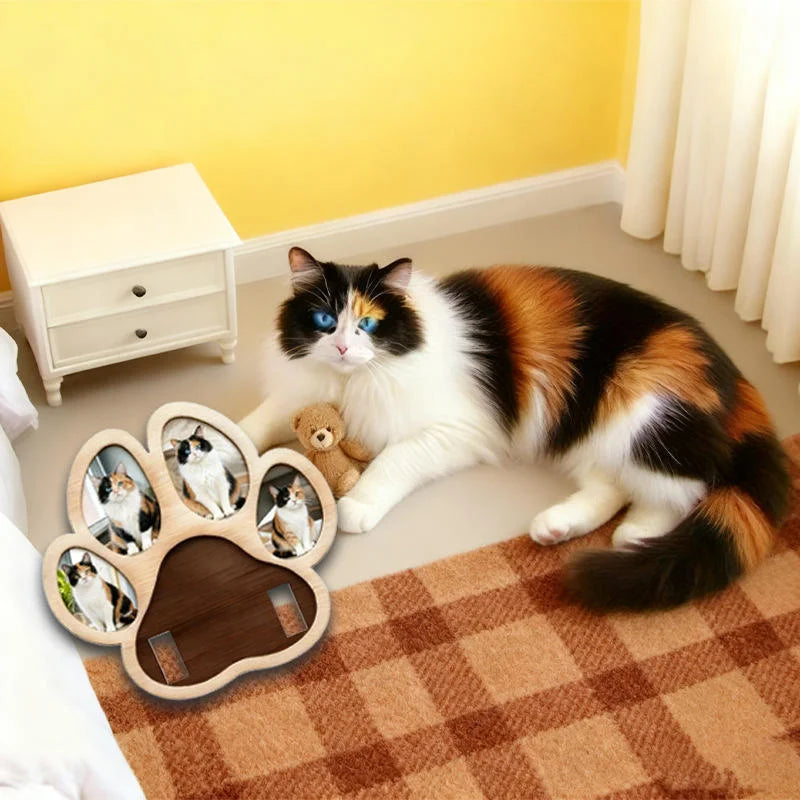 Wooden Paw Pet Memorial Photo Frame – Multi-Picture Display