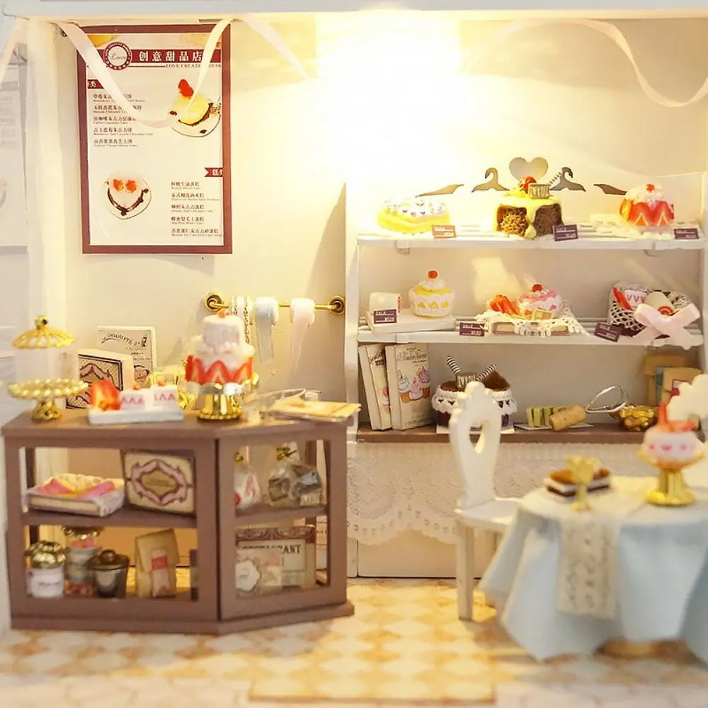 Japanese Sushi Shop Wood Miniature House DIY Kit with Lights