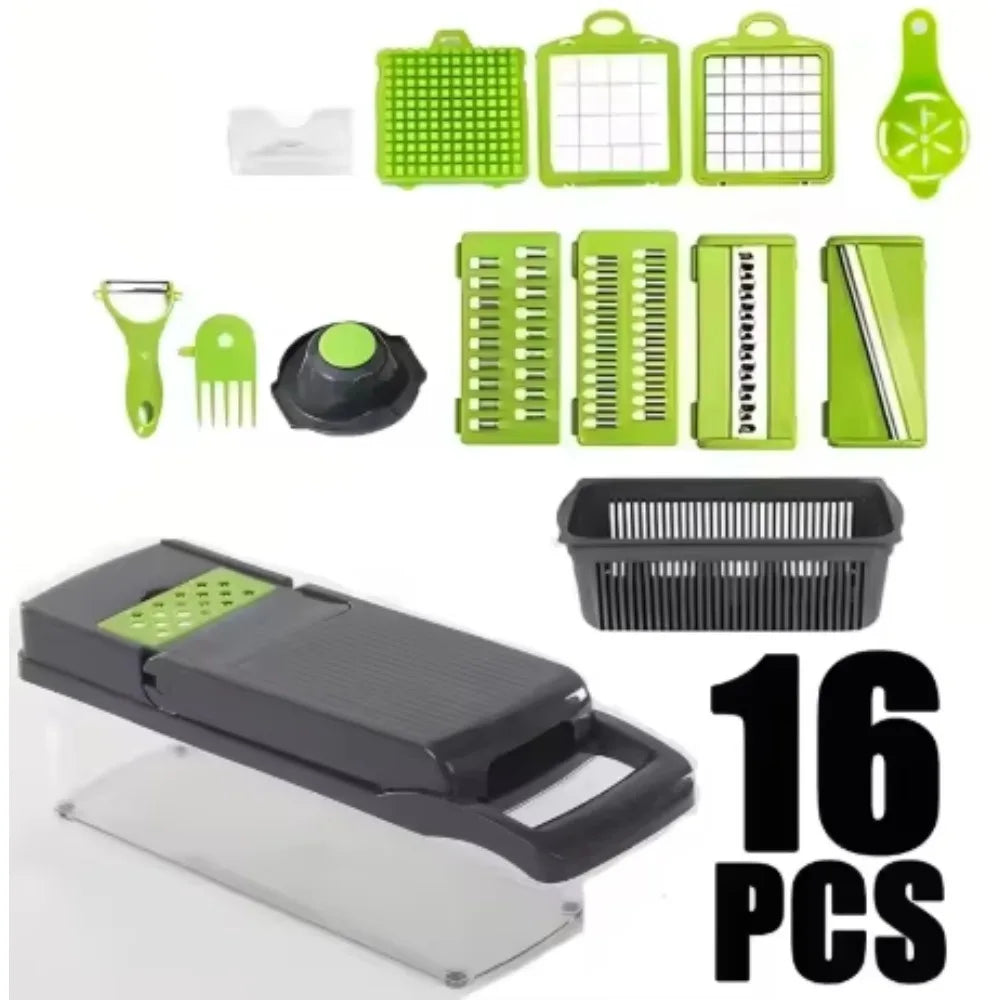 16-in-1 Vegetable Chopper Slicer Dicer Grater – Stainless Steel