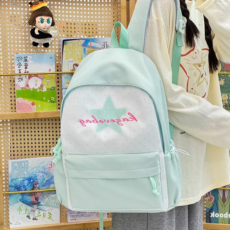 Korean Polka Dot School Backpack for Teen Girls | 20–35L