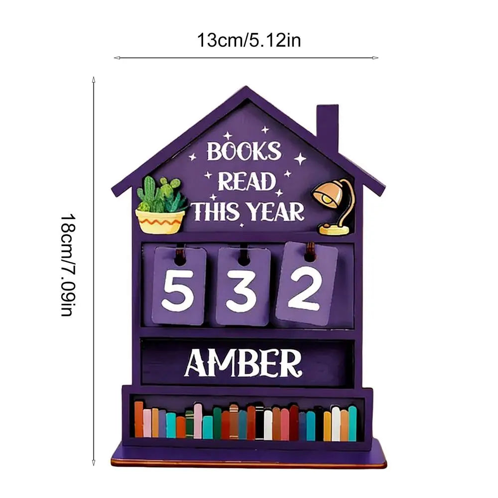Wooden Book Counter Tracker – Annual Reading Sign & Shelf Decor