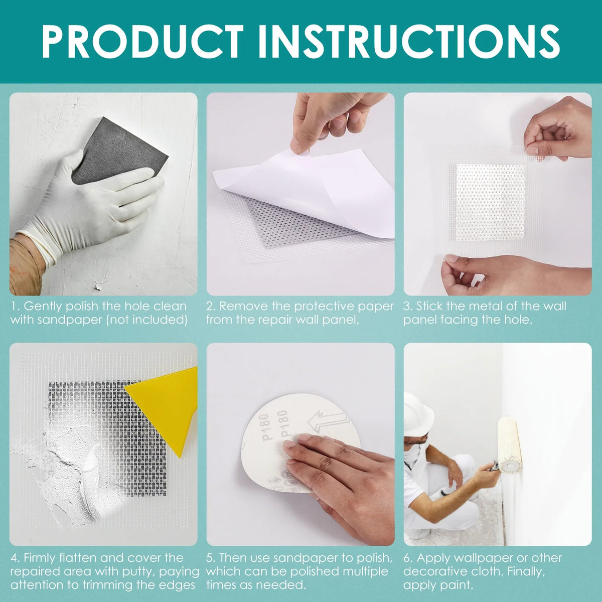 21-Pc Drywall Repair Kit – 2/4/6/8 Inch Fiberglass Mesh Patches