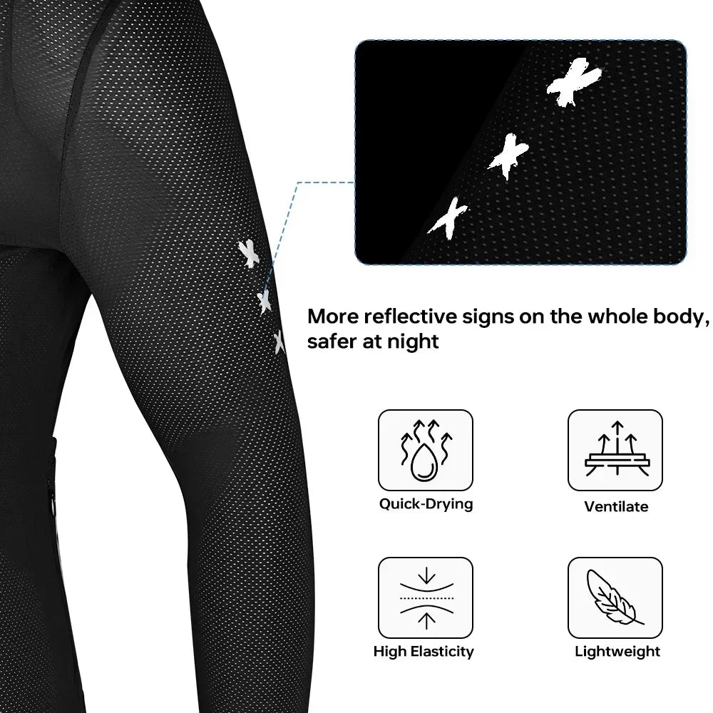 X-TIGER Men's Long Sleeve Cycling Jersey | MTB Zip Shirt