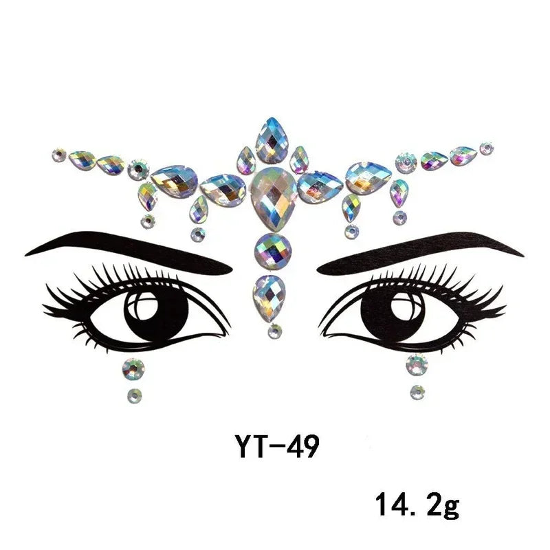 3D Crystal Rhinestone Face Stickers – Festival & Masquerade