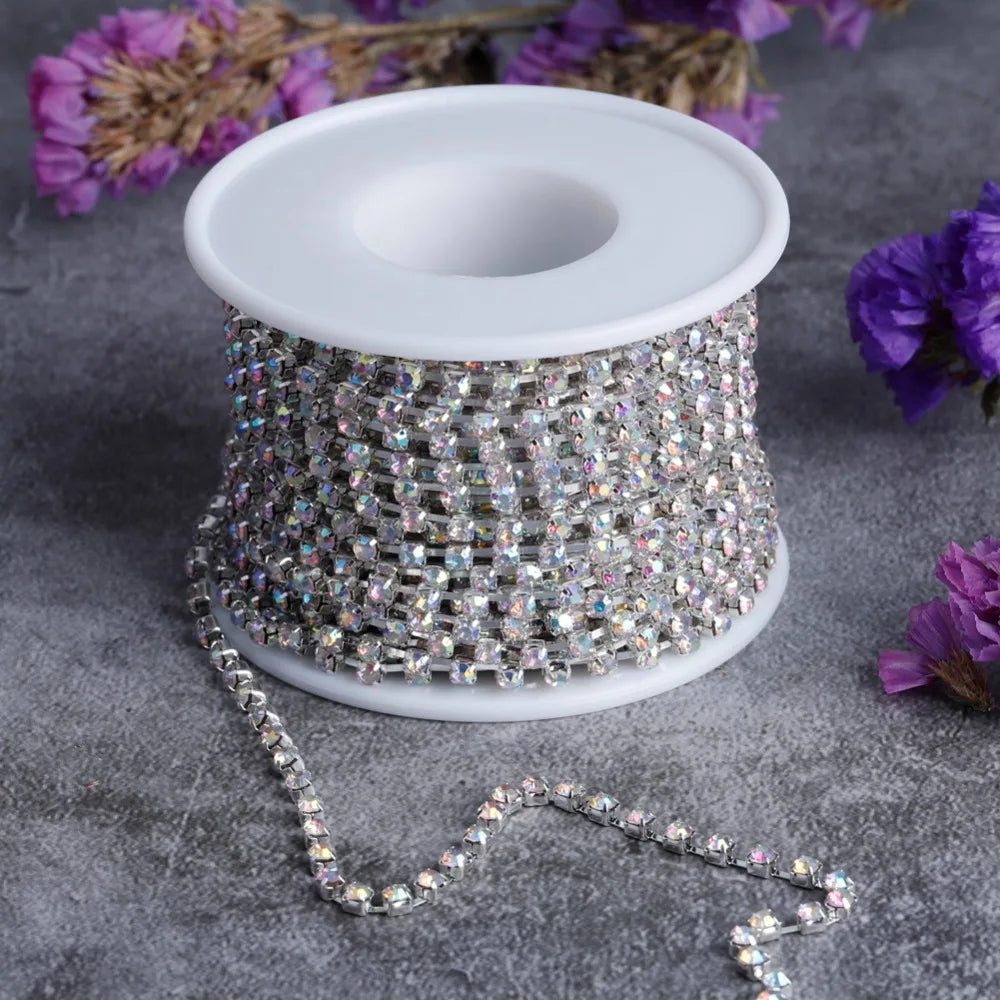 SS16 4mm Crystal Rhinestone Cup Chain Trim 10 Yards DIY