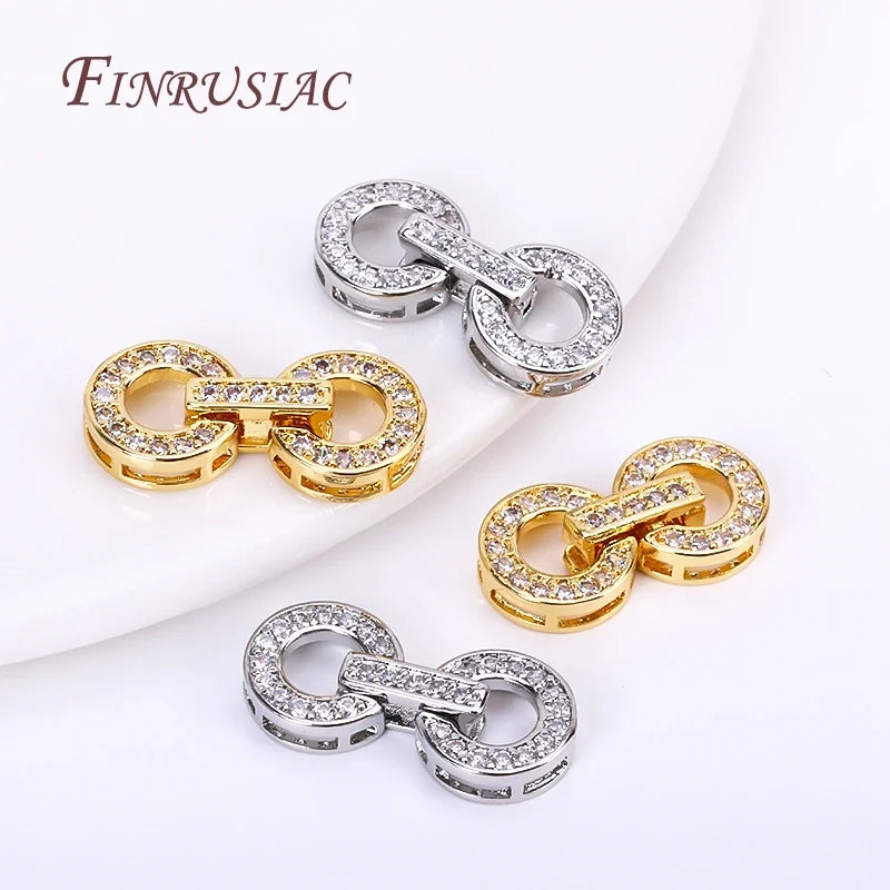 18K Gold Plated Zircon Round Clasp 11x24mm | DIY Jewelry