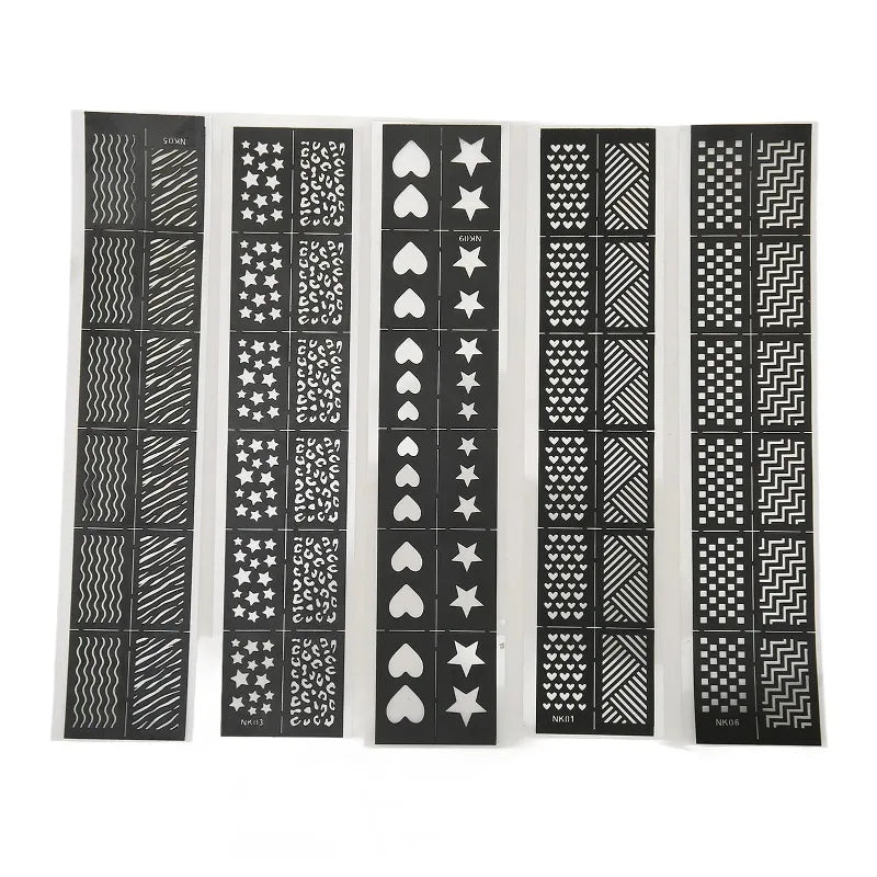 5-Sheet Nail Art Stamping Stencils – Hollow Out Decal Plates