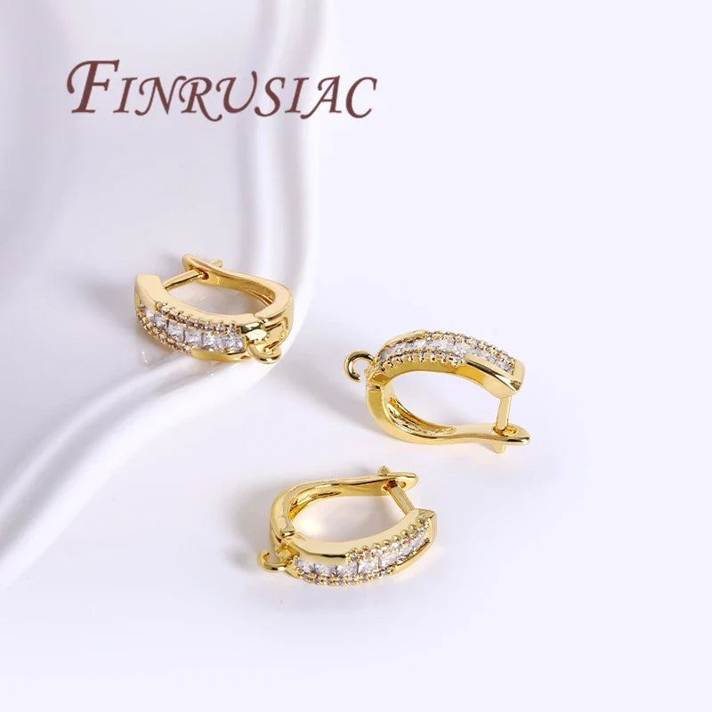 18K Gold Plated Zircon Earring Hook Clasps | DIY Earwires