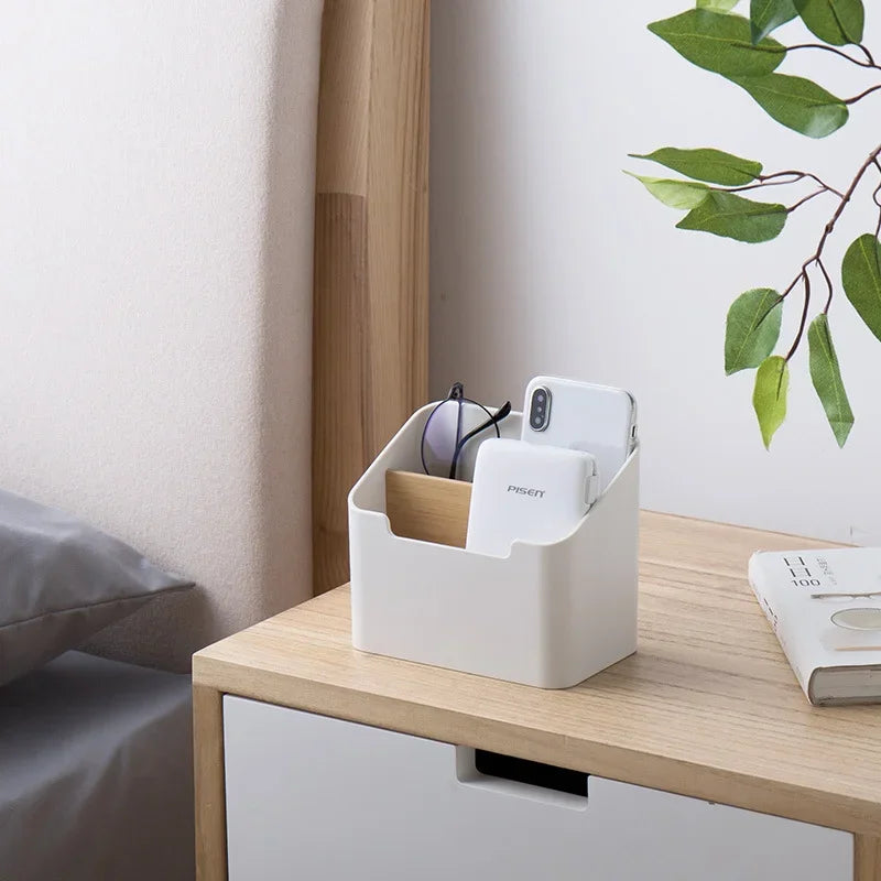 Plastic Desktop Storage Box – Remote & Cosmetics Organizer