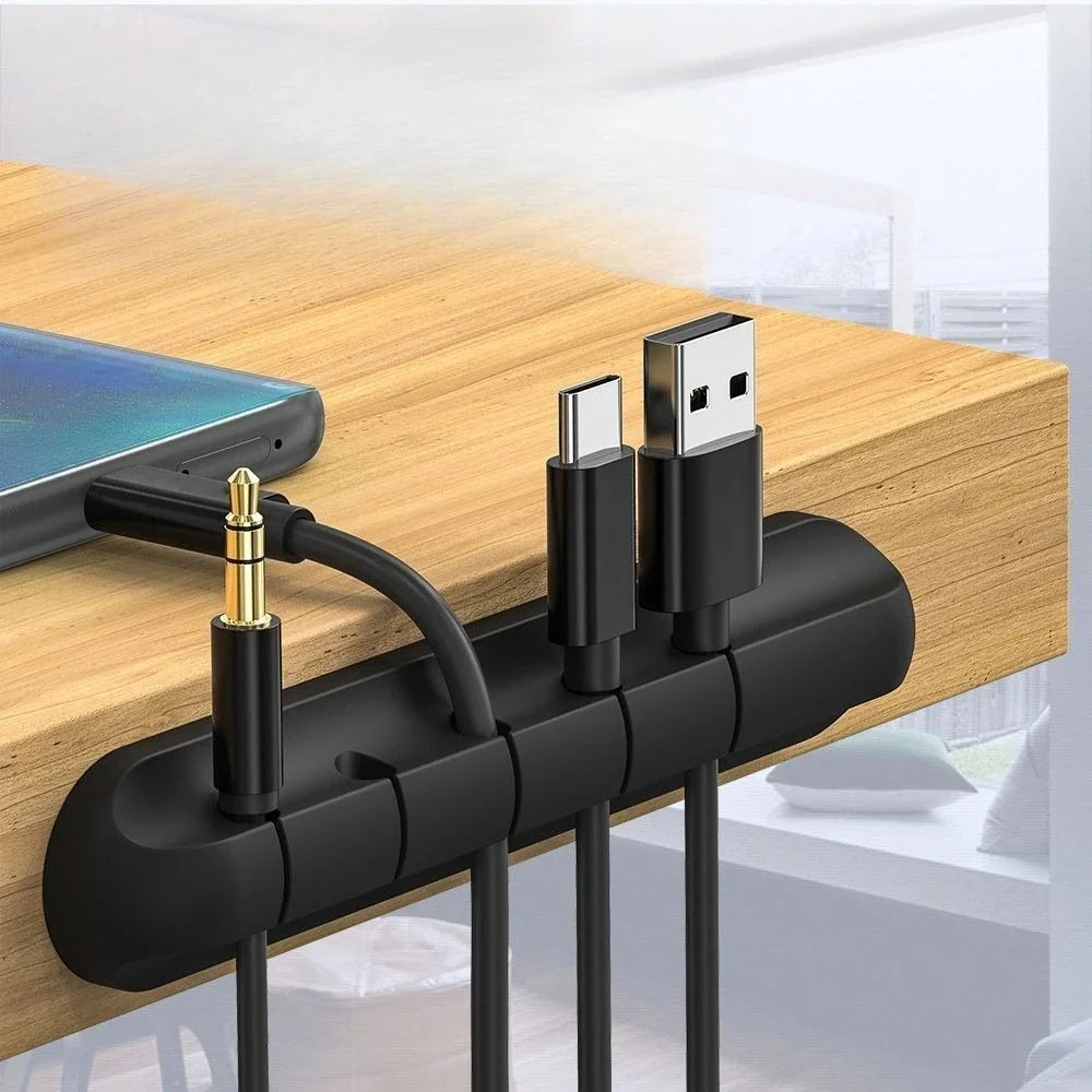 2PCS Self-Adhesive Silicone USB Cable Organizer Clips