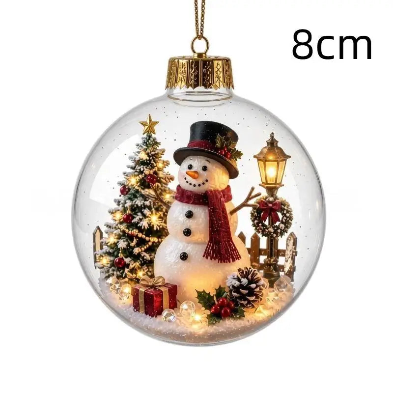 LED Luminous Christmas Crystal Ball Ornament – Santa & Snowman