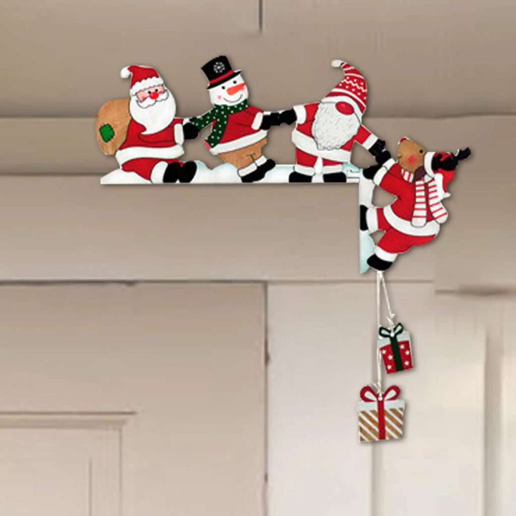 Wooden Christmas Door Frame Decoration – Santa Snowman Elk