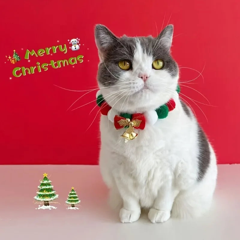 Christmas Dog Bowtie Collar – Adjustable Santa Pet Necktie
