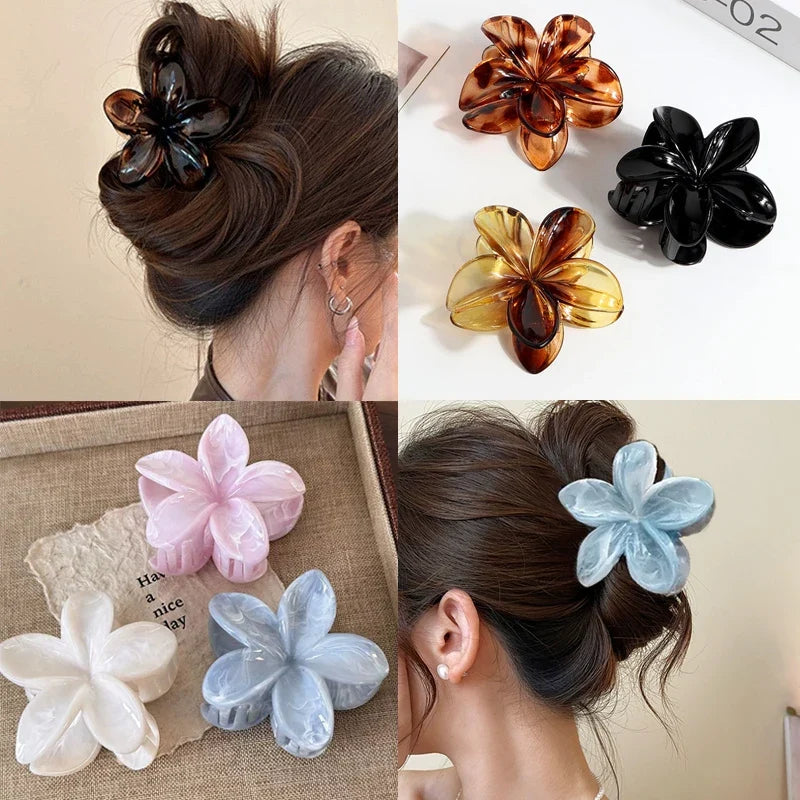 Korean Hawaiian Gradient Flower Hair Claw Clip for Women