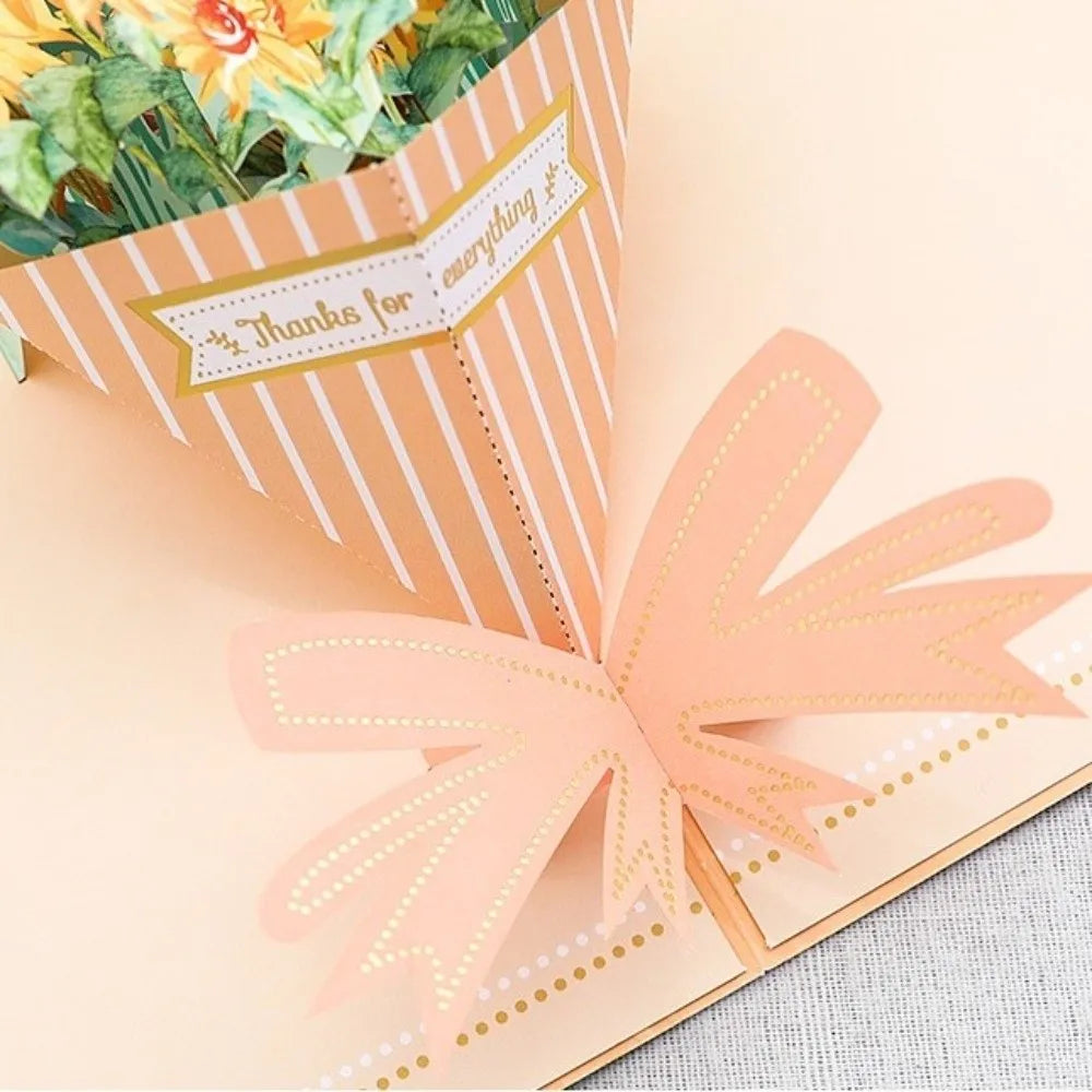 3D Pop-Up Flower Bouquet Greeting Card | Handmade Paper Art