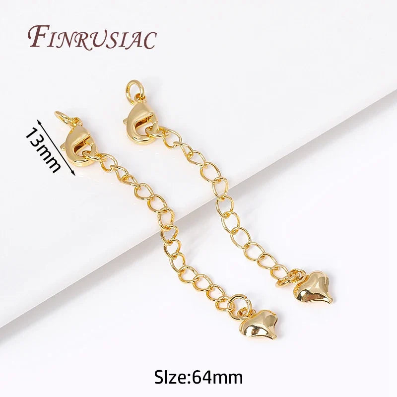 18K Gold Plated Star Heart Extension Tail Chain – DIY Jewelry