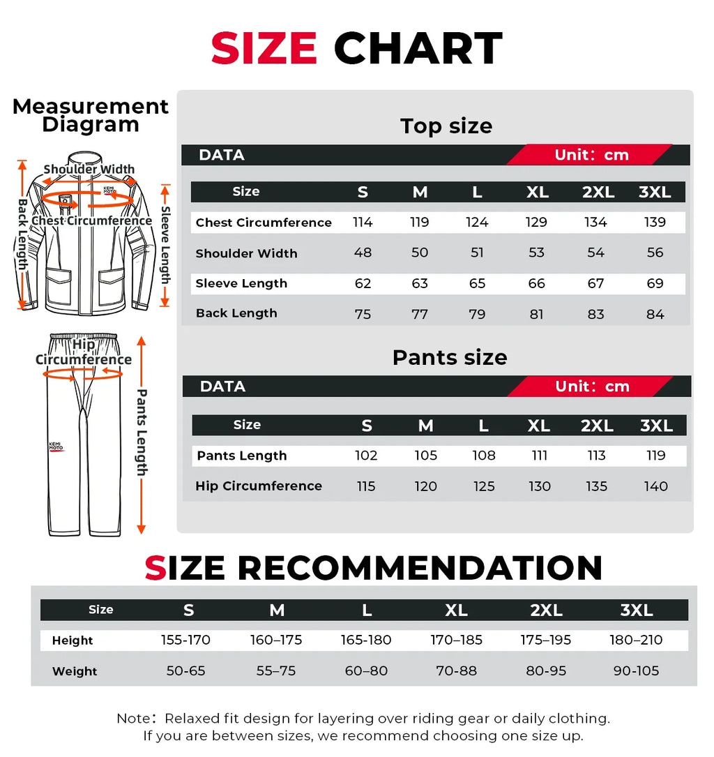 KEMIMOTO Waterproof Motorcycle Rain Suit – Jacket & Pants
