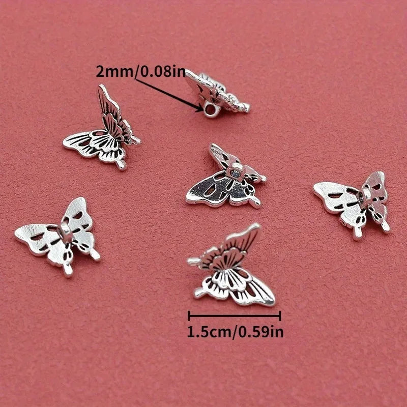 20Pcs Antique Silver Butterfly Charms for DIY Jewelry Making