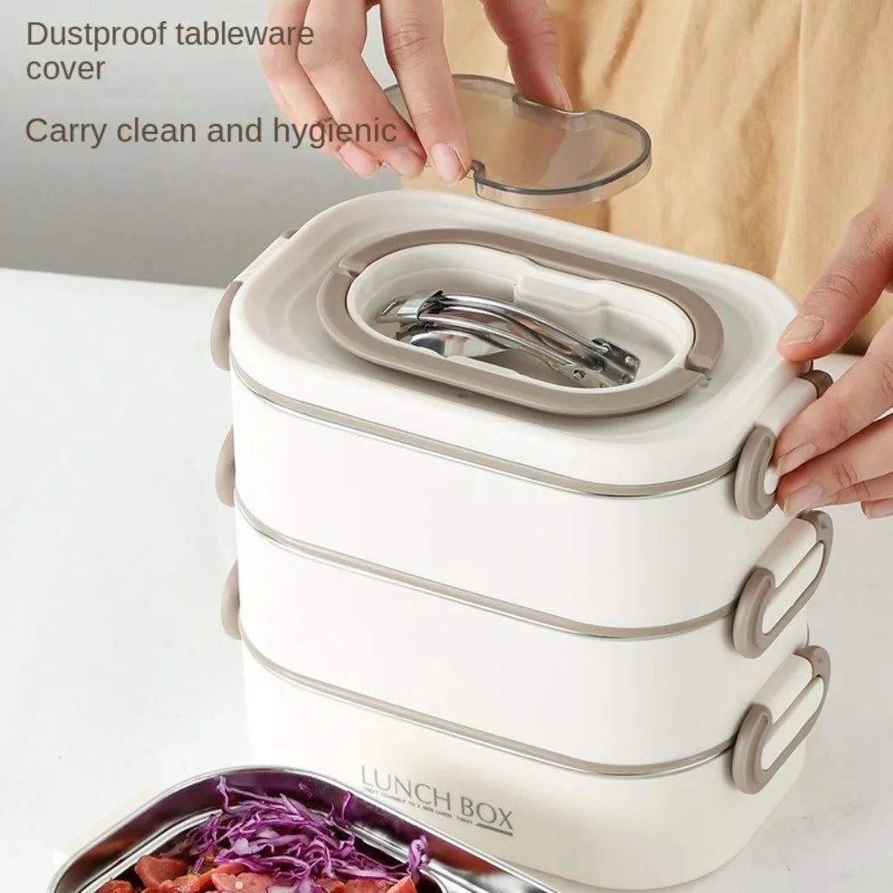 Stainless Steel Thermal Lunch Box Set – Stackable & Insulated