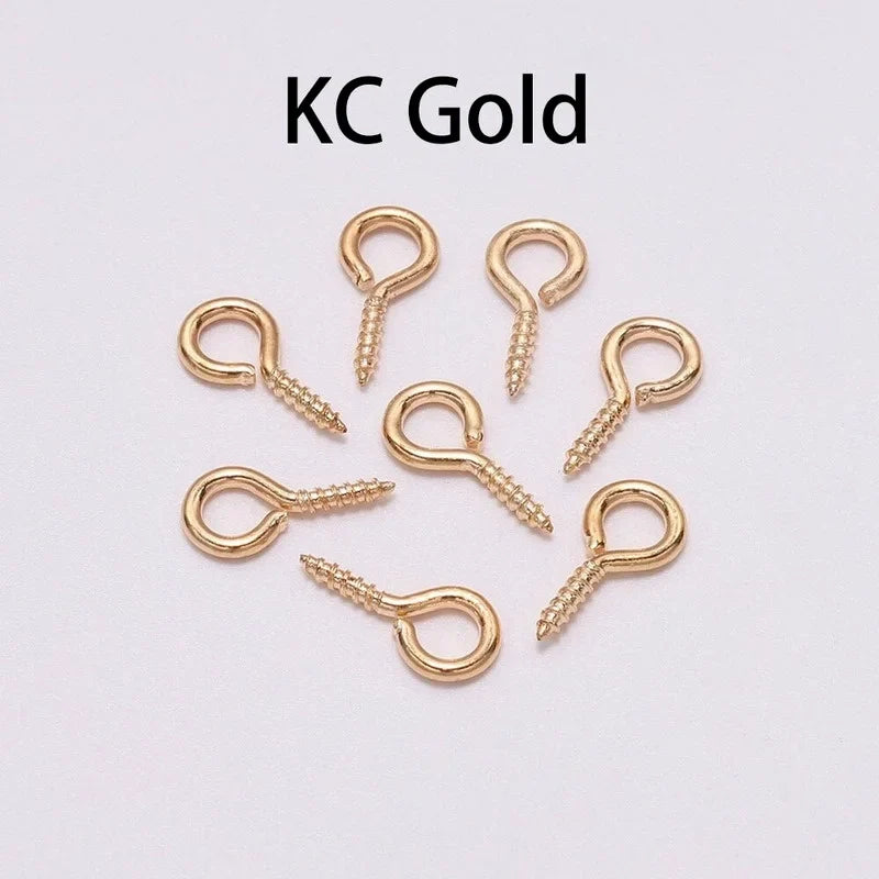 100pcs Mini Screw Eye Pins Eyelets Gold Silver Jewelry Findings DIY