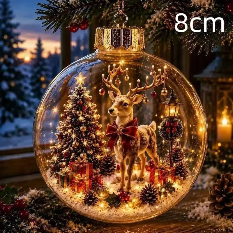 LED Luminous Christmas Crystal Ball Ornament – Santa & Snowman