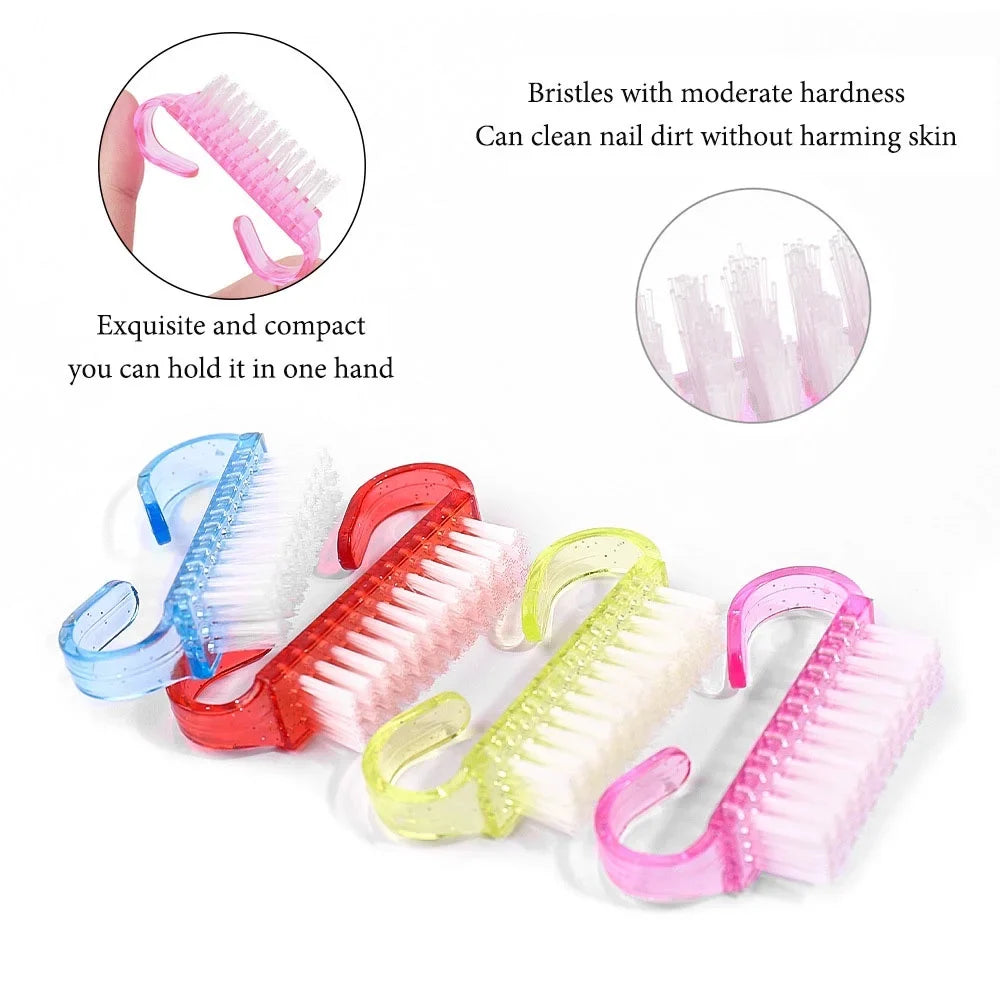10Pcs Mixed Color Nail Brushes – Manicure & Scrub Set