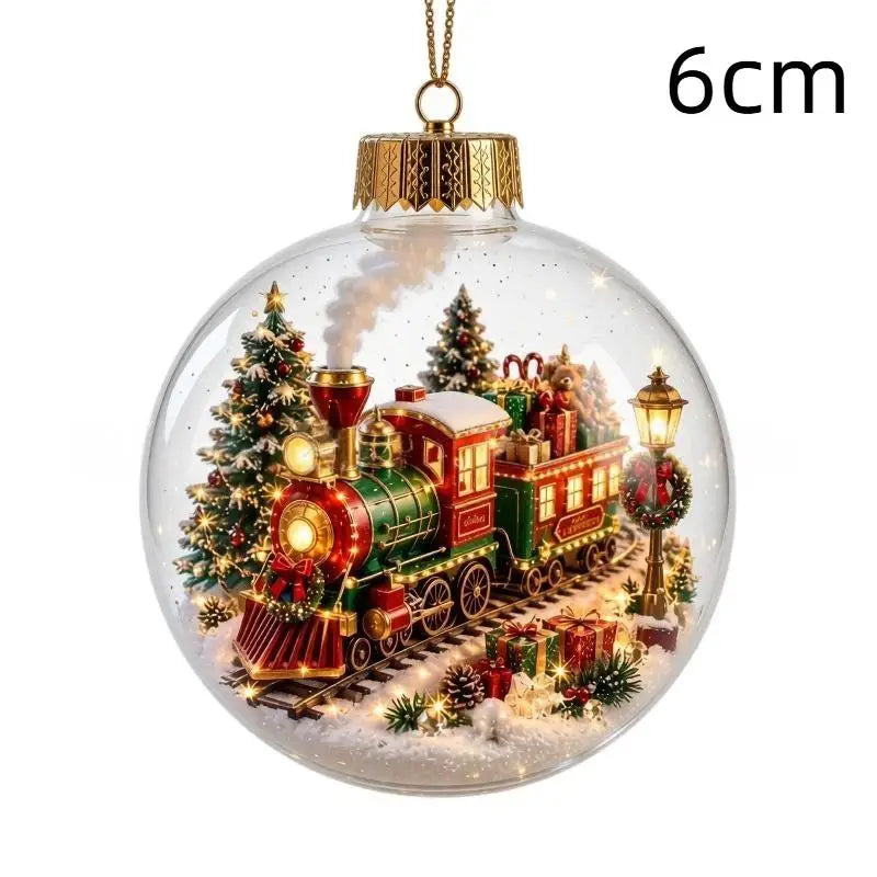 LED Luminous Christmas Crystal Ball Ornament – Santa & Snowman