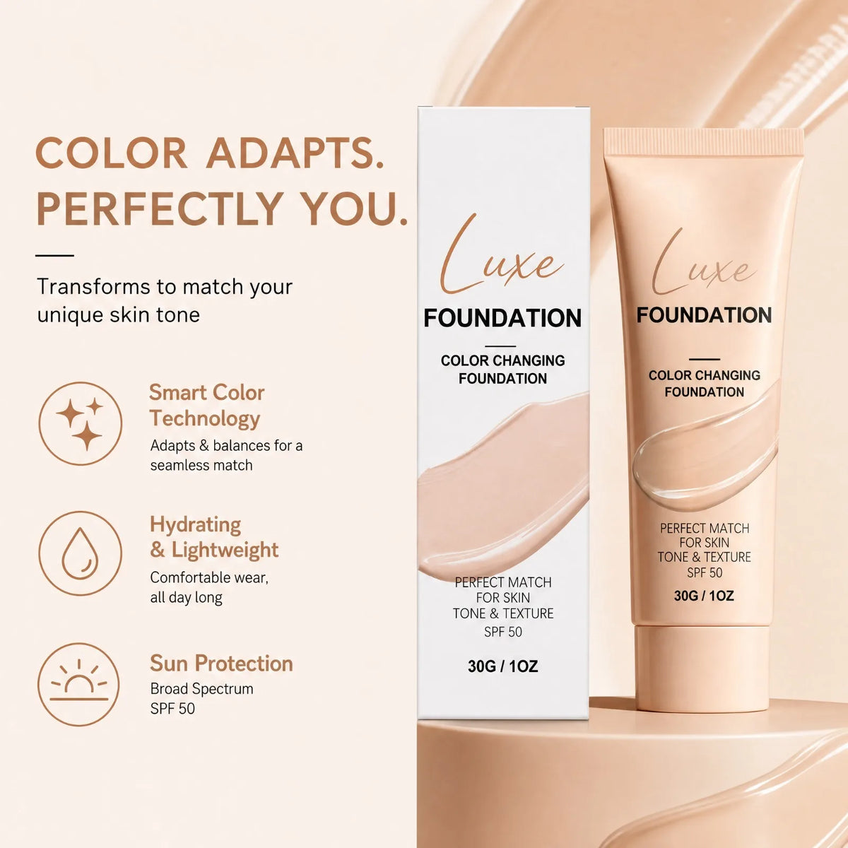 VIARELINE Color Changing Foundation SPF50 | Natural Finish