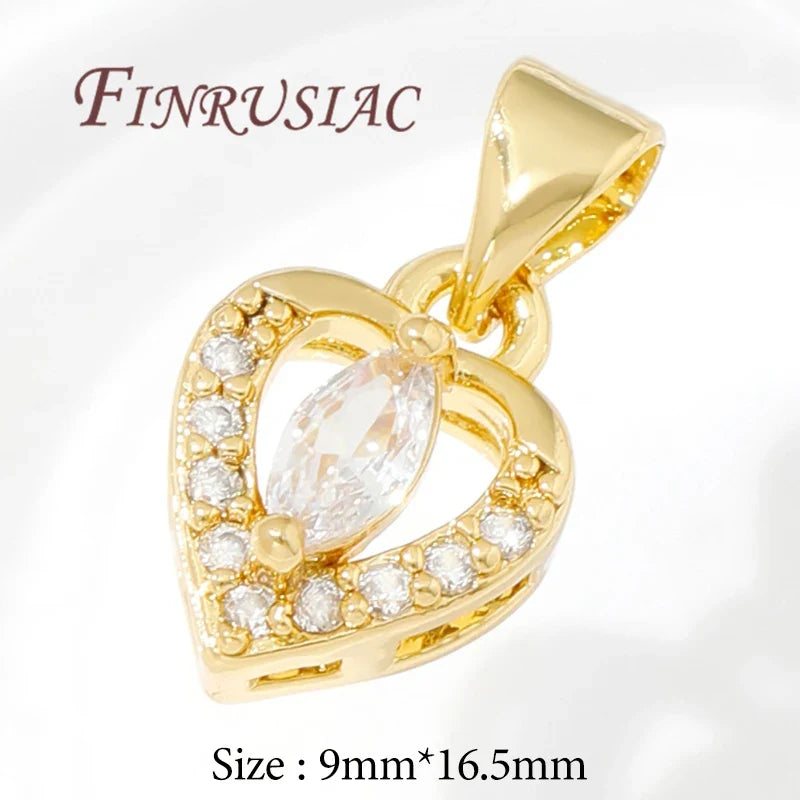 18K Gold Plated Zircon Charms – Sun Heart Star Pendants DIY