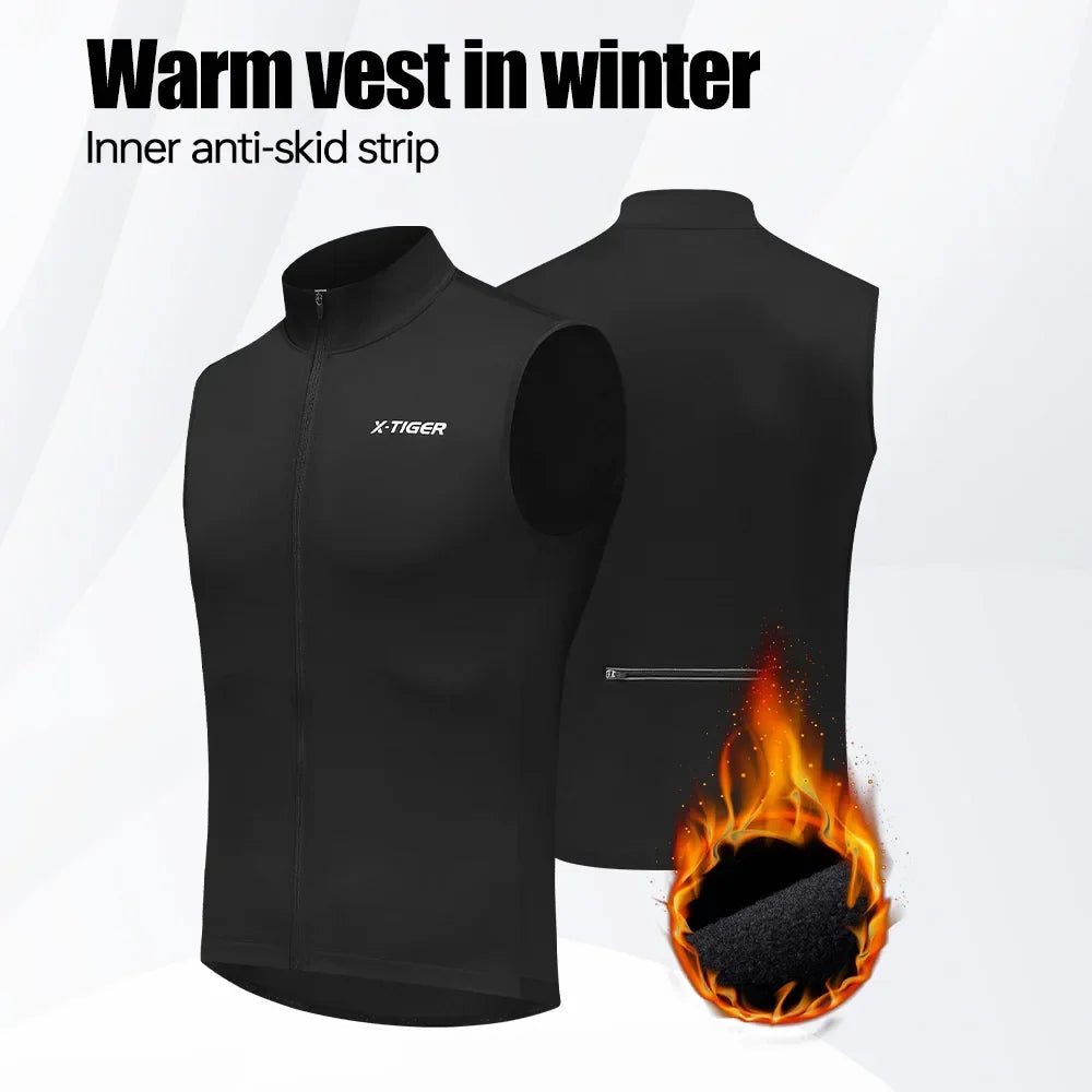 X-TIGER Thermal Windproof Cycling Vest – Reflective Sleeveless
