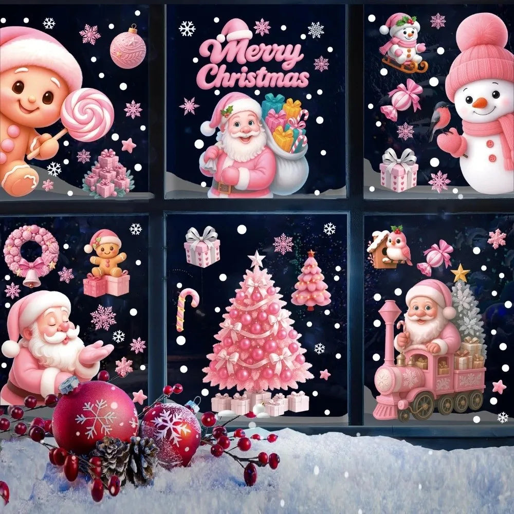 Waterproof PVC Christmas Window Stickers – Santa & Snowflake