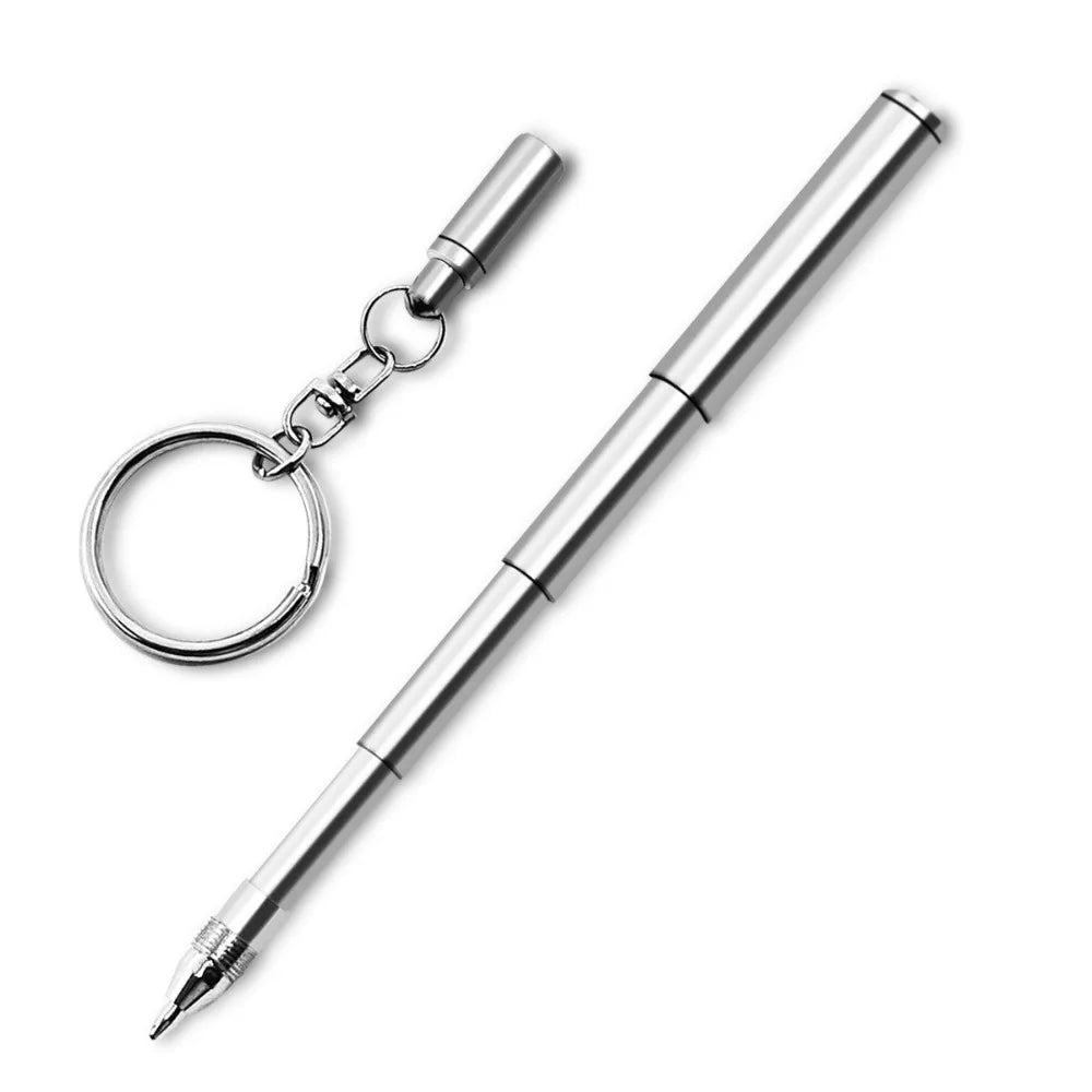 Stainless Steel Telescopic Pocket Pen with Keychain