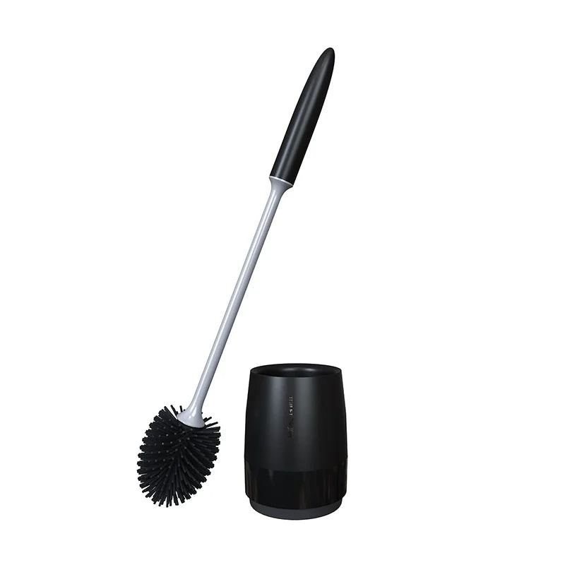 Silicone Toilet Brush & Wall-Mounted Holder Set | Flat Head